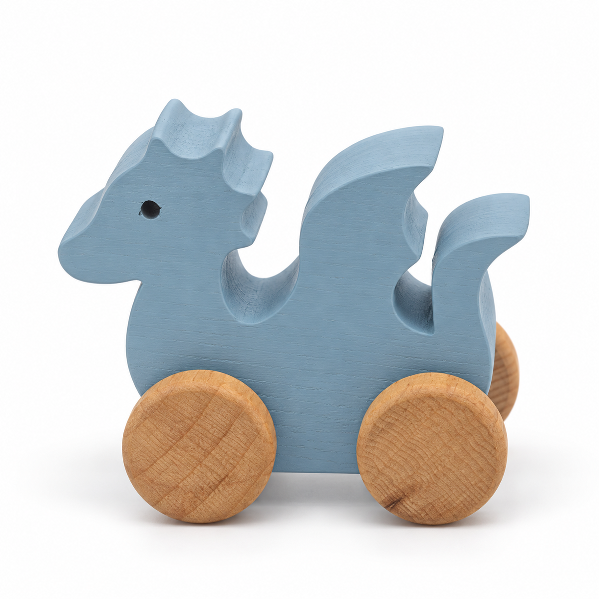 Dragon Wooden Car — blue, side view