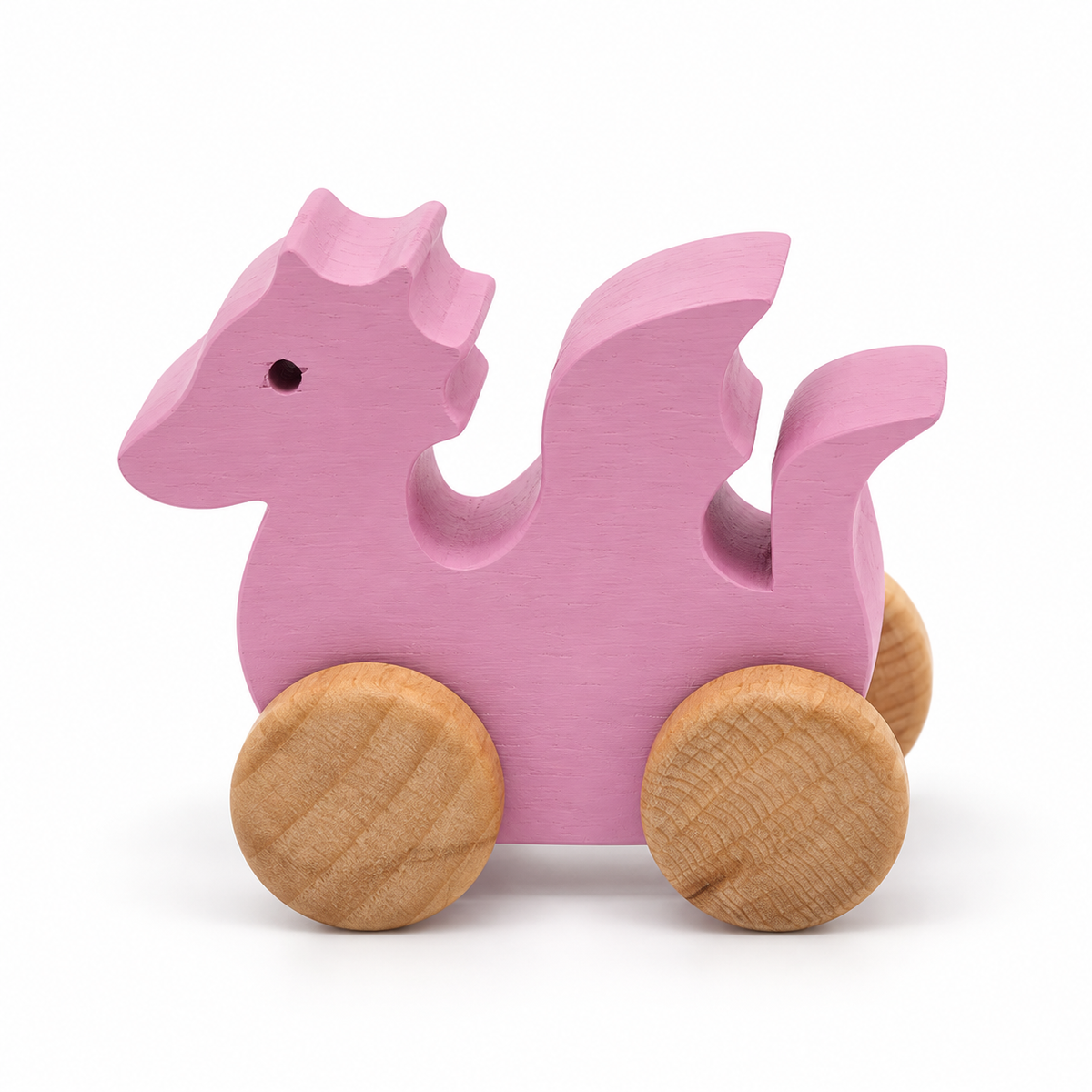 Dragon Wooden Car — pink, side view