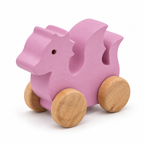Dragon Wooden Car — pink, front three-quarter view