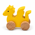 Dragon Wooden Car — yellow, side view