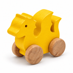 Dragon Wooden Car — yellow, front three-quarter view