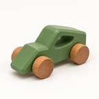 Drift Wooden Car — green, front three-quarter view