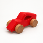 Drift Wooden Car — red, front three-quarter view