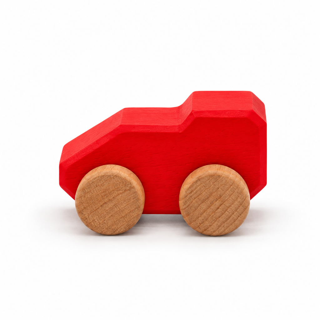 Mono Wooden Car — red, side view